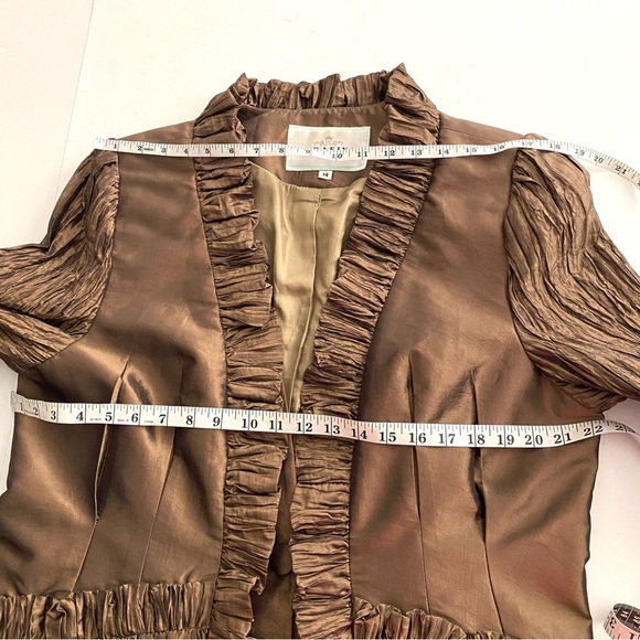 SERAFINA Premium Apparel Bronze Longline Blazer Jacket Dressy Women Plus Size 14 - Picture 15 of 17